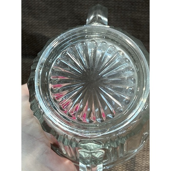 Hazel Atlas Clear Glass 2 Handle Sugar Bowl w/Lid ~ Vintage 1930s (1656) - Picture 7 of 8